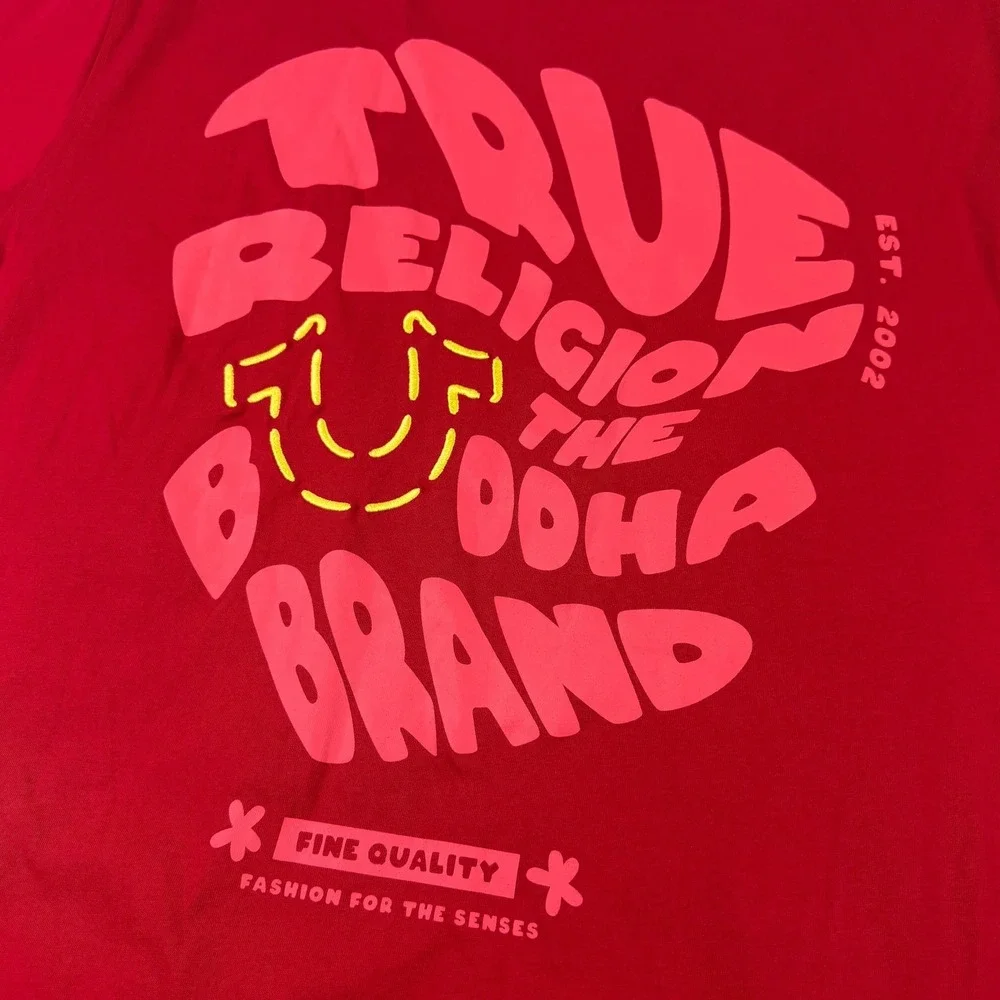 True Religion Mens Red‎ Bubble Warp Emb Tee Buddha Brand Shirt XL 700669 NWT
